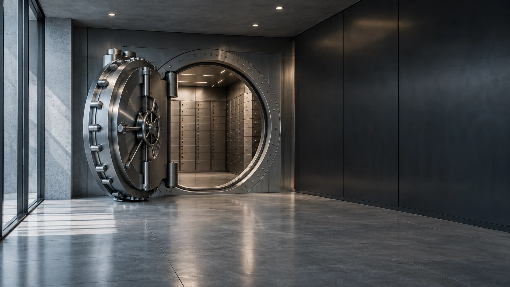 Empty contemporary high-security vault interior